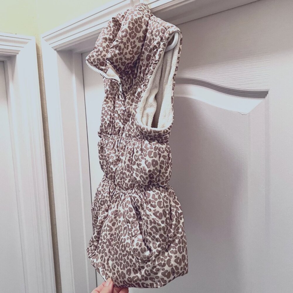 Beverly Hills Princess Girls Cheetah Print Puffy Vest-Size 7-8-Pockets-Tan/Cream - Picture 8 of 16